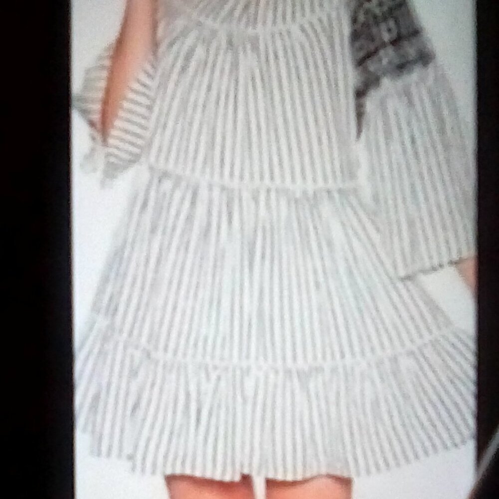 Free people Lola embroidered mini dress striped tier open back blk & wte M - Picture 2 of 11